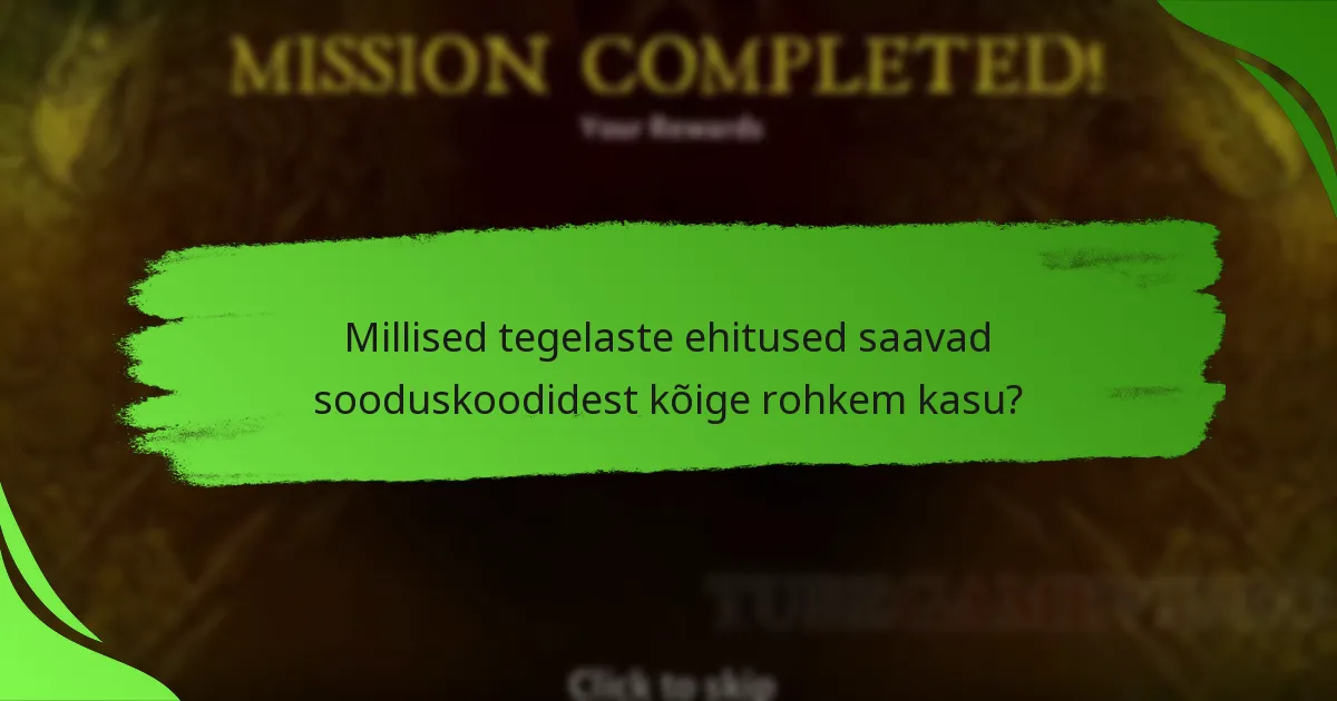 Millised tegelaste ehitused saavad sooduskoodidest kõige rohkem kasu?